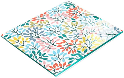 Decoratieve glazen keukensnijplank met bladeren en takjes, 60x52 cm