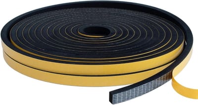 Zelfklevende Sealing Tape voor Deuren en Ramen, 6 mm (B) x 6 mm (D) / 10 m (L), Rubber Schuimafdichting, Geluiddempende Strips, Anti-botsing, Zwart
