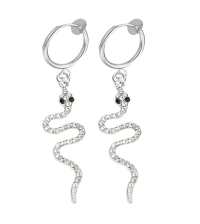 Klem oorbellen -slang zilverkleur 5.5 cm- geen gaatje- Charme Bijoux