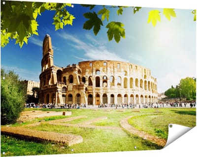 Gards Tuinposter Colosseum in Rome, Itali� - 150x100 cm - Tuindoek - Tuindecoratie - Wanddecoratie buiten - Tuinschilderij