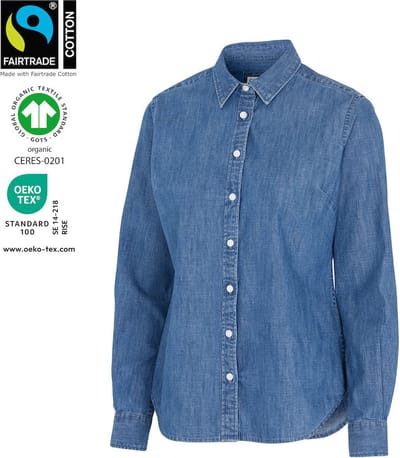 Cottover DENIM SHIRT LADY - GOTS GECERTIFICEERD 141035 - Blauw - 34
