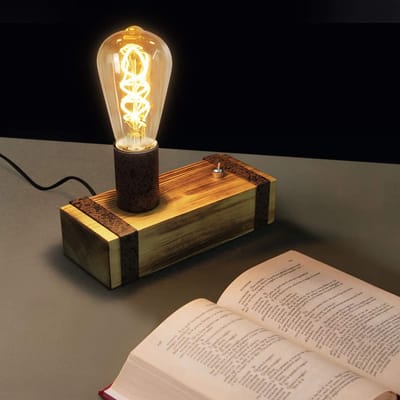 NETTLIFE Tafellamp hout - Vintage - 20CM Nachtlamp met stekker - E27 Fitting - voor Slaapkamer | Woonkamer | Studeerkamer - Zonder lichtbron