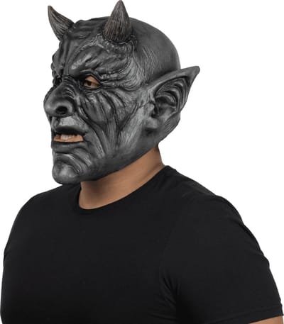 Partychimp Volledig Hoofd Masker Black Demon Demoon Halloween Masker voor bij Halloween Kostuum Volwassenen - Latex - One-Size