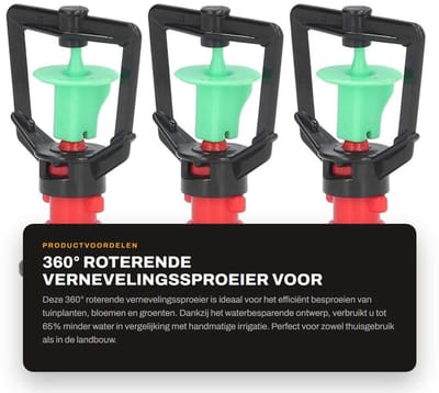 Dailygoods- Vernevelingssproeier 360° Roterend - Tuinsproeier - Waterbesparing tot 65% - Duurzaam Kunststof - G1/2 Buitendraad - Voor Tuinplanten