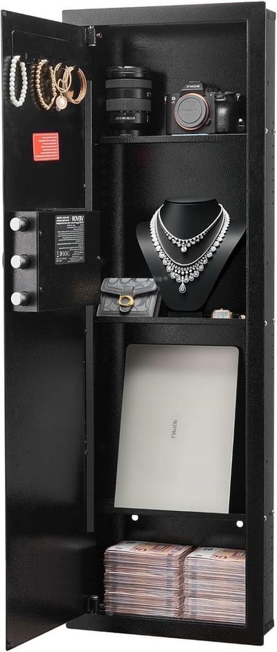 Wandkluis - Verborgen kluis - Waardevolle spullen opbergen - Anti-diefstal alarm - 433 inch - Zwart