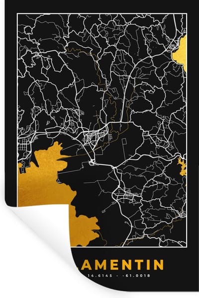 Muurstickers - Sticker Folie - Plattegrond – Kaart – Frankrijk – le Lamentin - Stadskaart - 20x30 cm - Plakfolie - Muurstickers Kinderkamer - Zelfklevend Behang - Zelfklevend behangpapier - Stickerfolie
