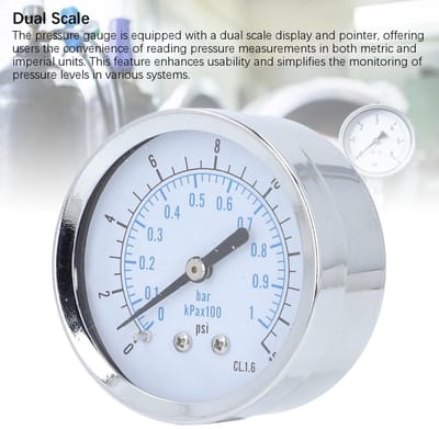 Dailygoods- Drukmeter Axiaal 0 Tot 1 Bar - Manometer Compressor - Manometer Waterdruk - Roestvrij Staal - 2,5 Inch Wijzerplaat - Geschikt voor Lucht/Water/Brandstof