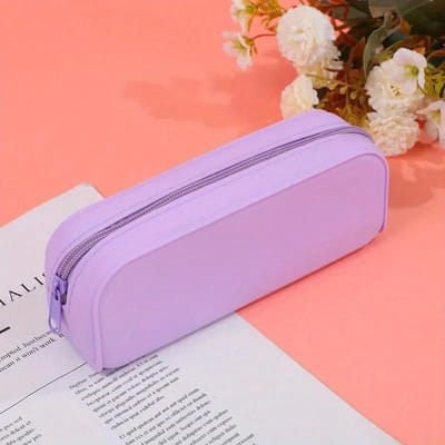 Nieuwe Kawaii Kleurrijke Siliconen Pennenhouder Schattige Mode Pennentas Kantoorartikelen Opbergzak Student Schoolbenodigdheden Studentencadeau paars