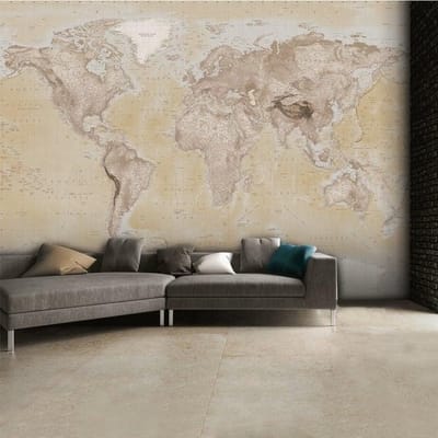 Fotobehang wereldkaart - 232 x 158 cm - Bruin