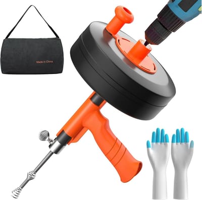 Flexibele Pijp Ontstopper Spiraal met Booropzetstuk voor Keuken en Badkamer