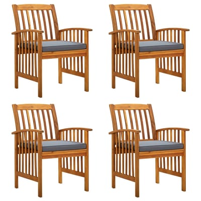 vidaXL - Tuinstoelen - 4 - stuks - met - kussens, - massief - acaciahout