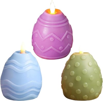 Decoratieve Kaarsen - Paasdecoratie - Feestelijke Sfeer - Vlamloos Ontwerp - 3 Stuks - Multicolor