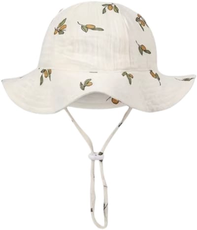 Zomerhoed baby - dreumes - meisje - jongen - zonnehoed - zomer - hydrofiele stof - katoen - beige met citroenen