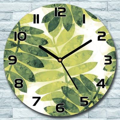 Coloray Wandklok - Bladerenjungle Glazen Klok - 30fi cm - Groente Wandklok - Wandklok Ronde - Wandklok Modern - Wandklok Keuken - Stille Wandklok