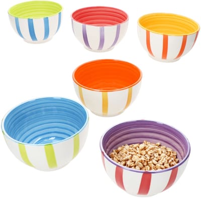 MamboCat Set van 6 SUMMER STRIPES steengoed granenkommen voor 6 personen - 24325618