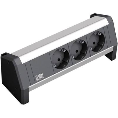 Bachmann desktop stekkerdoos met Wieland GST18® installatiestekker en 3 contacten / zwart/zilver