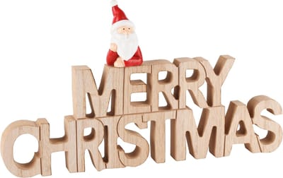 Dekoratief | Deco 'Merry Christmas' m/santa, hout, 30x4x17cm | A245568