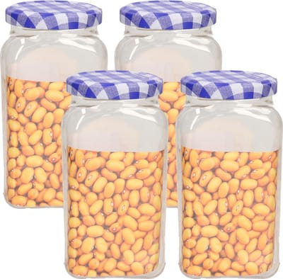 Plasticforte Weckpot/inmaakpot Classic - 4x - 600ml - kunststof - draaideksel - blauw - D7 x H15 cm