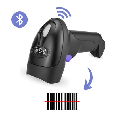 NAVIX 1D Draadloze Bluetooth Barcode Scanner - Snel en Nauwkeurig Draadloos Scannen - Plug & Play Handscanner - Scannen van Papier en van Beeldscherm - Geschikt voor Smartphone en Tablet