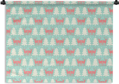 Wandkleed - Wanddoek - Hert - Patroon - Roze - 120x90 cm - Wandtapijt
