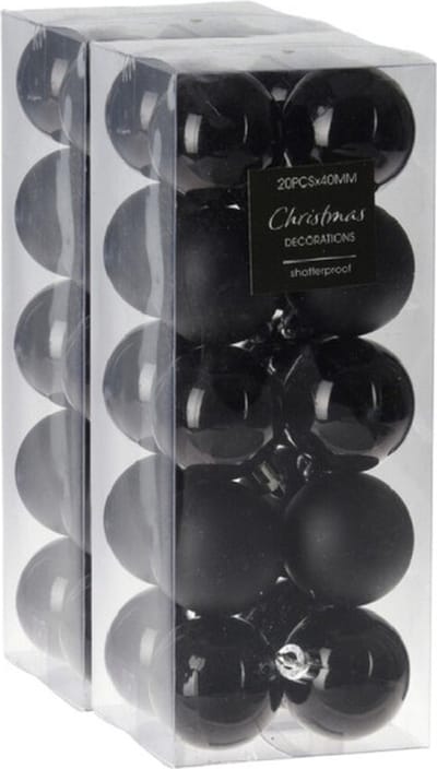 Kleine kerstballen - 40x st - zwart - 4 cm - kerstversiering - kerstboomversiering