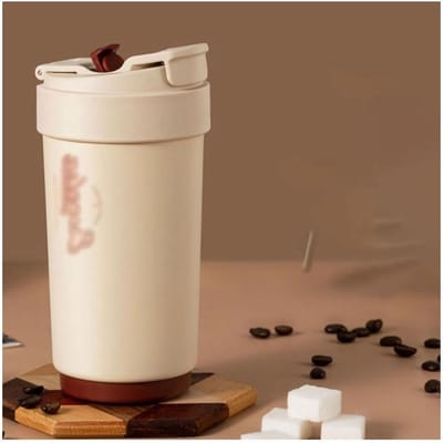 Geïsoleerde Waterkoker - Kleine thermosbeker - Outdoor koffie - Ergonomisch handvat - 450 ml - Wit