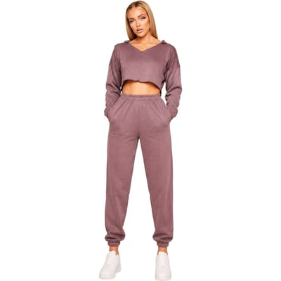 Missy Empire Crop-hoodie met naaddetails voor dames (Mokka)