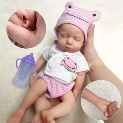 Pop Full Solid Siliconen Reborn Baby Poppen Meisje 12 Inch 33 cm Micro Realistische Babypop Vloeibare Siliconen Full Body Mini Slapen Pasgeboren Poppen Die Echt Kleine Baby's Zien