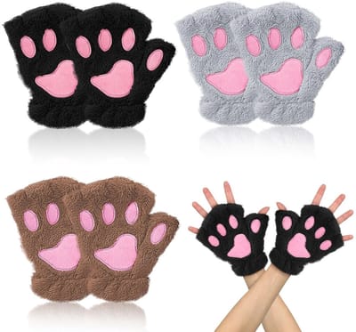 Allecto - Kattenpoot Handschoenen - Furry Warm Half Finger Winterhandschoenen - Ideaal voor Dames - Perfect voor koude dagen - Comfortabele en stij...