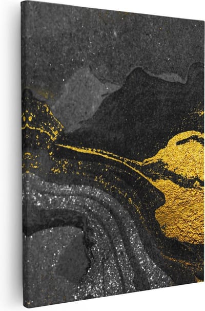 Artaza Canvas Schilderij Marmer Goud - 40x50 cm - Muurdecoratie Abstract - Wanddecoratie Woonkamer - Kamer Accessoires