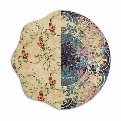 Ronde gekleurde PVC Placemat Florecido - Romantisch Beige – Ø35 cm – Afwasbare Tafel Placemat – Made in Italy