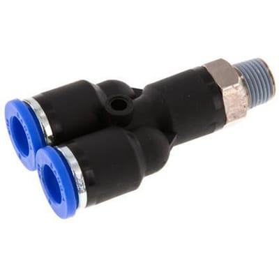 8mm x R1/8'' Y-koppeling Messing/PA 66 Insteekfitting Buitendraad Draaibaar NBR [2 Stuks]