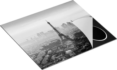 Chefcare Inductie Beschermer Skyline van Parijs met de Eiffeltoren - Zwart Wit - 60x50 cm - Afdekplaat Inductie - Kookplaat Beschermer - Inductie Mat