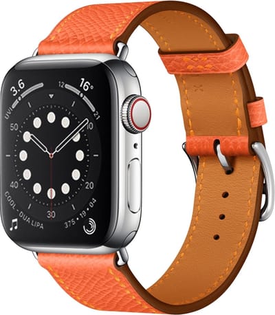 By Qubix - Geschikt voor Apple Watch bandje - Lederen bandje - Oranje - Geschikt voor Apple Watch 38mm / 40mm / 41mm / 42mm - leren smartwatchbandje - Horlogebandje