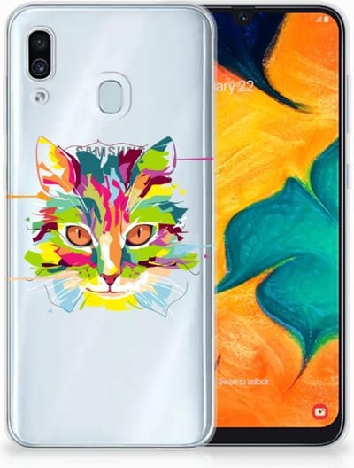 Samsung Galaxy A30 Telefoonhoesje met Naam Cat Color