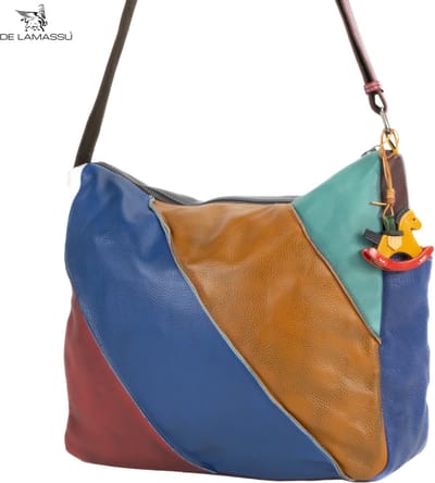 DE LAMASSU® Grote Dames Schoudertas – Kleurrijke Patchwork Tas – Ruime Crossbody Shopper – Verstelbare Schouderband – 37 x 33,5 x 12 cm