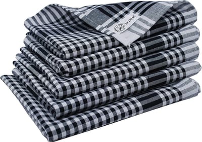 Set van 10 en 5 premium theedoeken, 100% katoen, klassieke & retro look, 45 x 70 cm (5, zwart-wit)