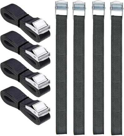 Spanbanden met Klem - Vastzetbanden Bevestigingsbanden - Bagage Vervoeren - Roestvrij Zinklegering - 40 cm 8 Stuks - Zwart