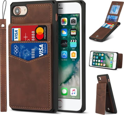 Card Case voor Apple iPhone 8 | iphone 7 | PU Leren Back Cover | Luxe Telefoonhoesje | Pasjeshouder | Bruin