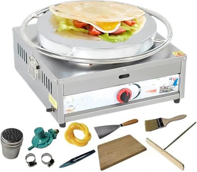 Pannenkoekenmachine - Elektrische bakplaat - Ontbijt bereiden - Gelijkmatige warmteverdeling - 40 cm diameter - Zilver