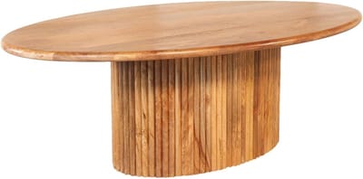 Ovale salontafel - Bijzettafel hout - Woonkamer meubel - Duurzaam mangohout - 120cm breed - Lichtbruin
