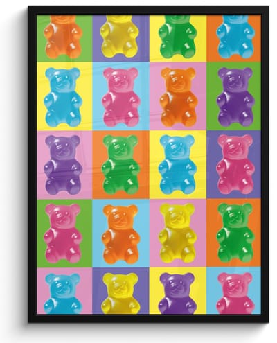 Poster in lijst - Fotolijst 50x70 cm - Posters - Art- Snoep - Kleurrijk - Posterlijst zwart - Decoratie - Wanddecoratie woonkamer - Muurdecoratie slaapkamer