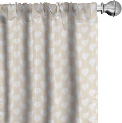 ABAKUHAUS Gordijnset – Pastel Hartjes – 2x75x225 cm – Champagne/Wit