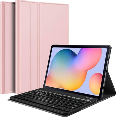 Hoes - Geschikt voor Samsung Galaxy Tab S6 Lite - Toetsenbord Case - Keyboard Book Cover - Hoesje - Rosé goud
