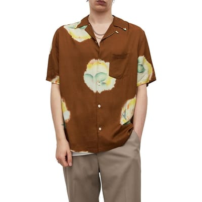 AllSaints Toulon Ss Shirt Brown Maat: L | Casual Overhemden Outlet | Heren | Bruin