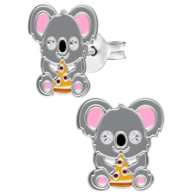 WeLoveSilver - zilveren oorstekers - koala - kristallen ogen - kinderen