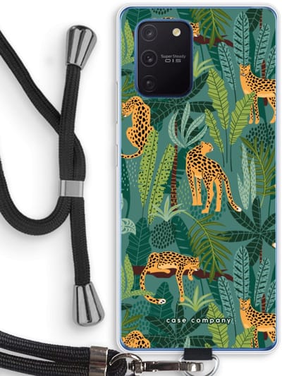 Case Company® - Hoesje met koord geschikt voor Samsung Galaxy Note 10 Lite hoesje met Koord - Luipaard 2 - Telefoonhoesje met Zwart Koord - Bescherming aan alle Kanten en Over de Schermrand