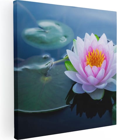 Artaza Canvas Schilderij Waterlelie - 80x80 cm - Wanddecoratie Bloemen - Muurdecoratie Lotus - Schilderijen Op Canvas