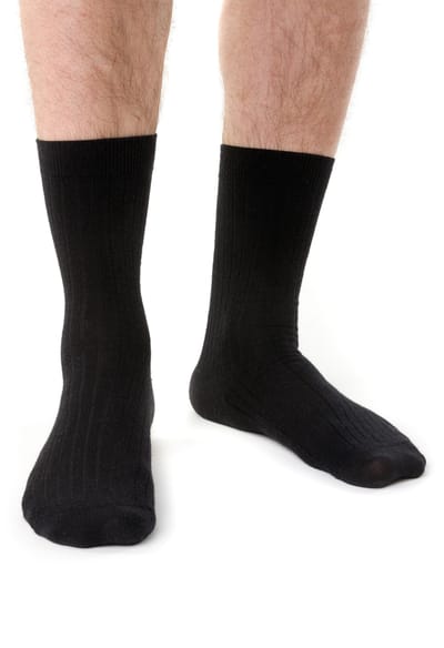 Steven - Heren 1 Paar Merino Wol Sokken met Zachte Boord, Niet-elastische Sokken - Zwart