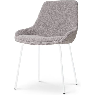 Nolon Nora-Isa Eetkamerstoel Bouclé Taupe - Stof - Wit Onderstel - Design - Scandinavisch - Comfortabel